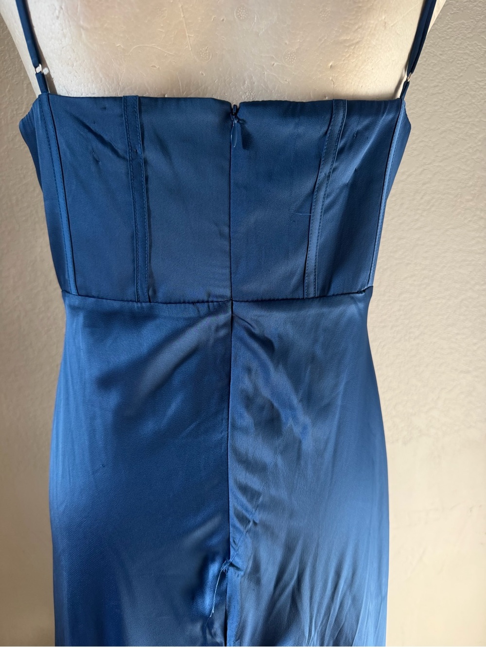 Astr Blue Satin Corset-Style Slip Gown - Picture 8 of 15